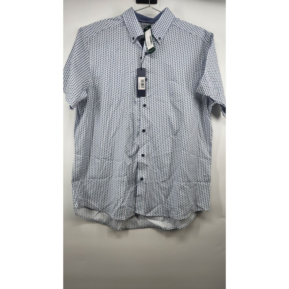 Henri‎ James Men's Blue Large Short Sleeve Way Geo Print Shirt NWT